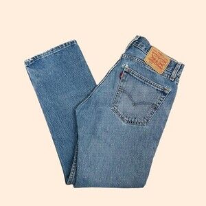 Levi's 505 Mid Rise Straight Leg Jeans Distressed